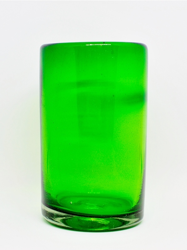 Vasos de Vidrio Soplado / Juego de 6 vasos grandes color verde esmeralda / Éstos artesanales vasos le darán un toque clásico a su bebida favorita.
